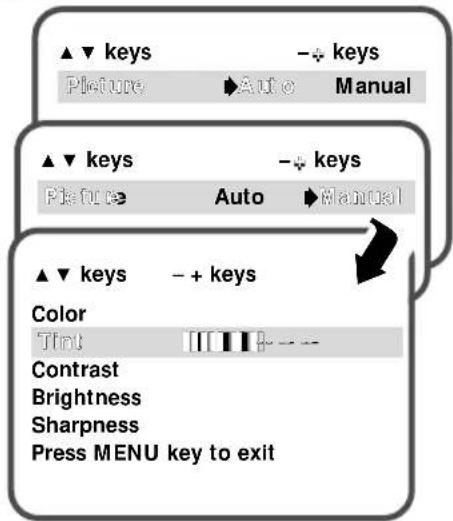SANYO DS25390 - To manually adjust the picture: - 1