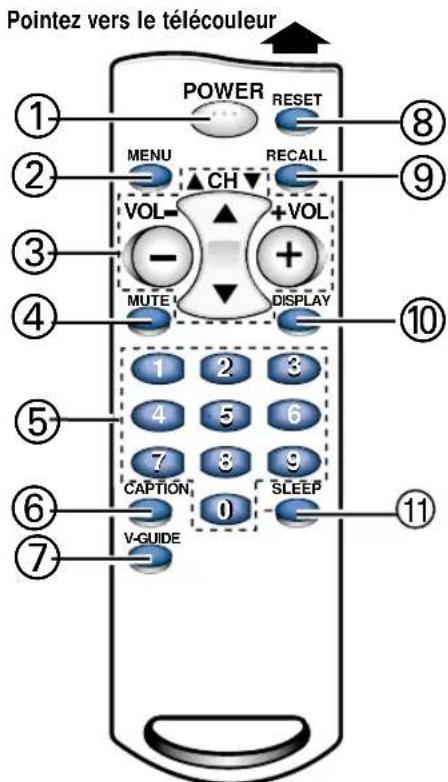 SANYO DS25390 - FONCTIONS DES TOUCHES DE LA TÉLECOMMANDE - 1