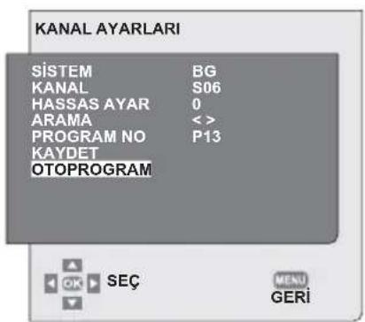 SEG Kansas - 6.4.1- Kanalların otomatik olarak ayarlanması ve hafızaya alınması - 2