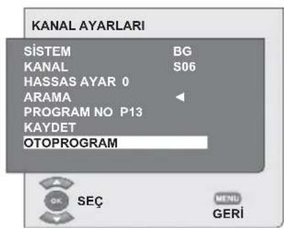 SEG Indiana - 6.2.1-Kanallarin otomatik olarak ayarlanması ve hafizaya alinması - 1