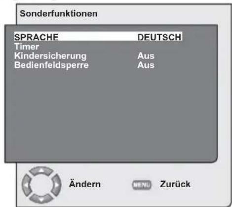 SEG Indiana - Sonderfunktionen-Menüinstellungen - 2