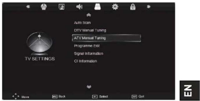 SEG ArtColor - TV SETTINGS menu - 1