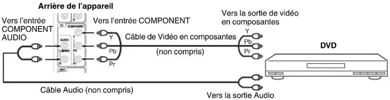 SANSUI SLED2280 - Raccordement à un lecteur DVD doté d'une entrée de video en composantes - 1