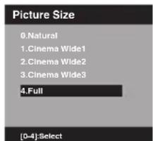 Picture Size 0.Natural 1.Cinema Wide1 2.Cinema Wide2 3.Cinema Wide3 4.Full [0-4]:Select
