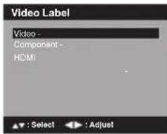 Video Label Video - Component- HDMI : Select Adjust