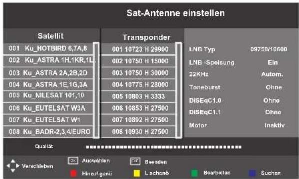 SEG Washington - Anderen Satelliten oder LNB einrichten - 2
