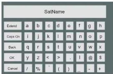 SatName Extend a b c d e f g h Cape On i j k l m n o p Back q r s t u v w x OK y z < > . l @ $ Cancel / % * ( ) _ - +
