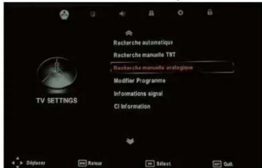 SEG LED2400 - Menu TV SETTINGS (RÉGLAGES TV) - 1