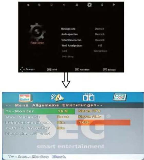 SEG LED2400 - DVD-Einrichtungsmenü öffnen - 1