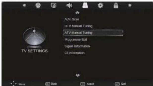 SEG LED1900 - TV SETTINGS MENU - 1