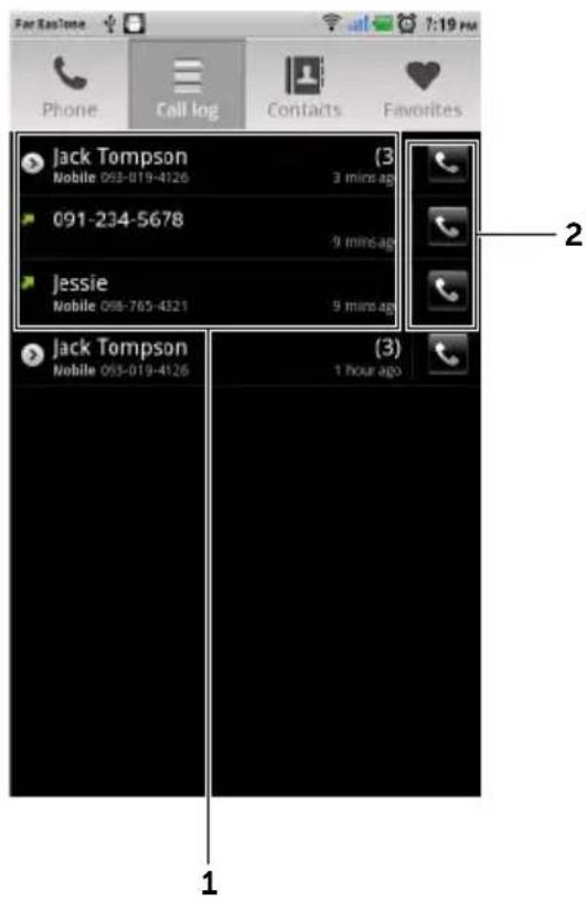 DELL Streak - Pour utiliser le journal des appels - 1