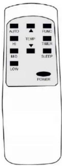AUTO HI MID LOW TEMP FUNC TIMER SLEEP POWER
