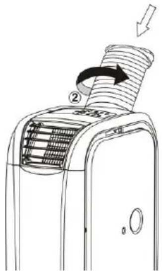Diagram of a hairdryer with labeled parts and directional arrow indicating rotation