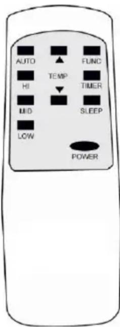 AUTO HI MID LOW TEMP FUNC TIMER SLEEP POWER