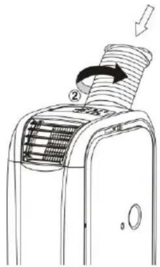 Diagram of a hair dryer with labeled parts and directional arrow indicating motion