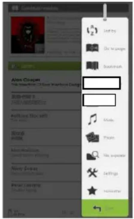 TrekStor eBookReader 3.0 - Accès au menu des options - 1
