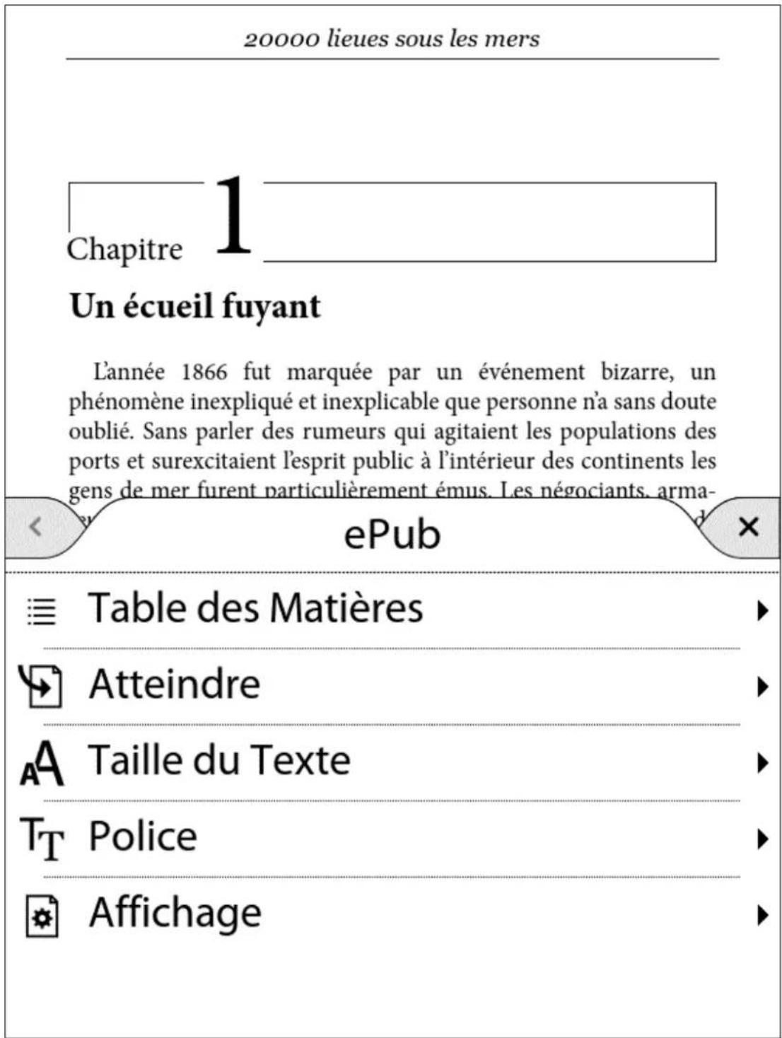 BOOKEEN Cybook Odyssey - Le menu contextuel - 1