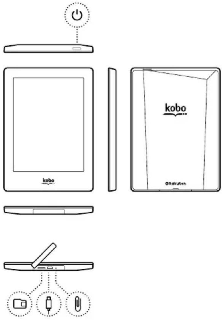 KOBO Aura H20 - Anatomie de votre liseuse Kobo - 1