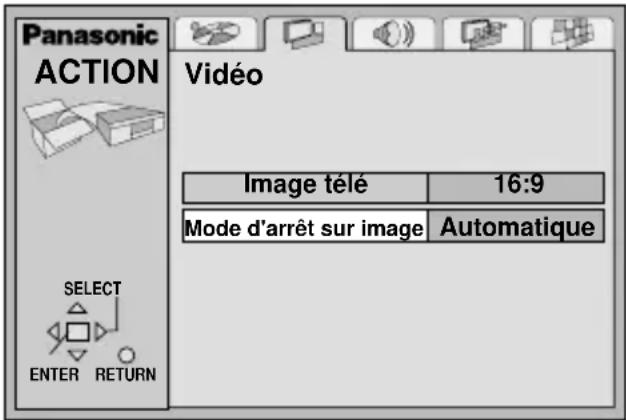PANASONIC DVDLV57 - Appuyer sur [▲, ▲] pour sélectionner l'onglet des paramètres Video. - 1