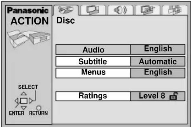 PANASONIC DVDLV57 - Press [ACTION] to show the menus. - 1