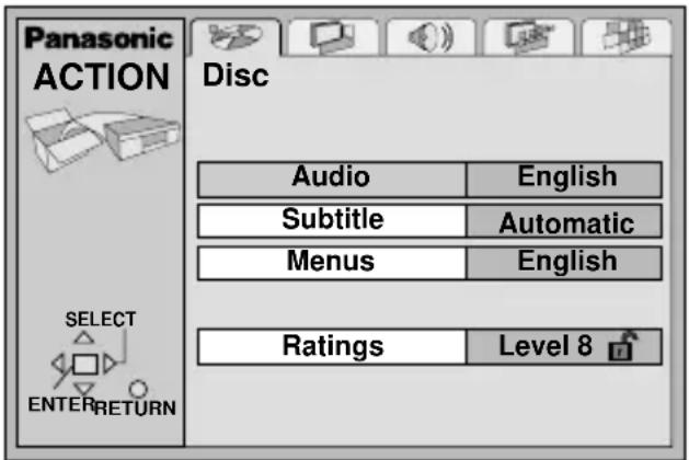 PANASONIC DVDLV57 - Press [ACTION] to show the menus. - 1
