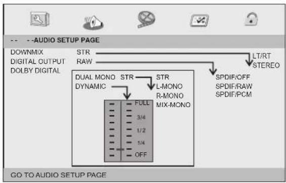 LENCO DVP737 - Pagina audio-instellingen - 1