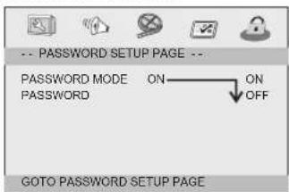 LENCO DVP7 Snoopy - Page Configuration du mot de passe - 1