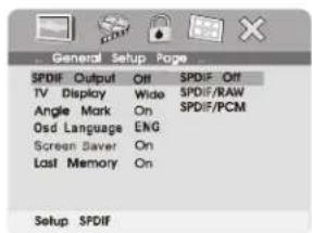 SALORA DVP7021TWIN - Main Setup Menu Screen - 2