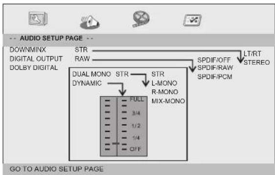 LENCO DVP9412 - Pagina audio-instellingen - 1