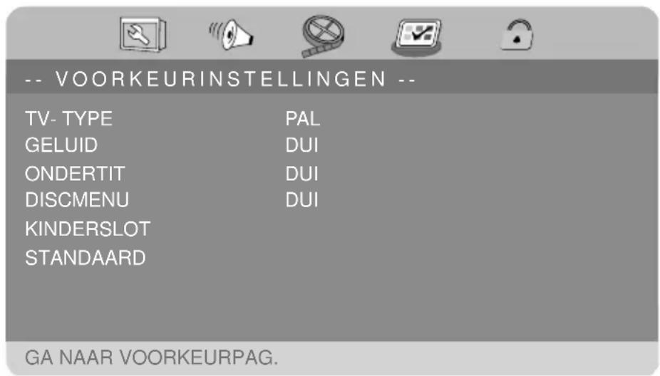 MEDION MD 84106 LIFE P72027 - Menu VOORKEURSINSTELLINGEN - 1
