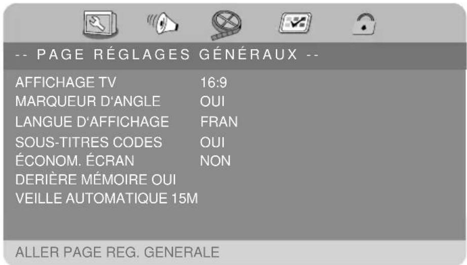 MEDION MD 84106 LIFE P72027 - PAGE RÉGLAGES GÉNÉRAUX - 1