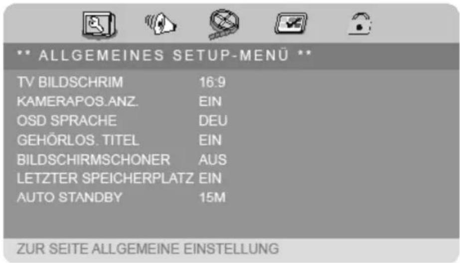 MEDION MD 84106 LIFE P72027 - ALLGEMEINES SETUP MENÜ - 1