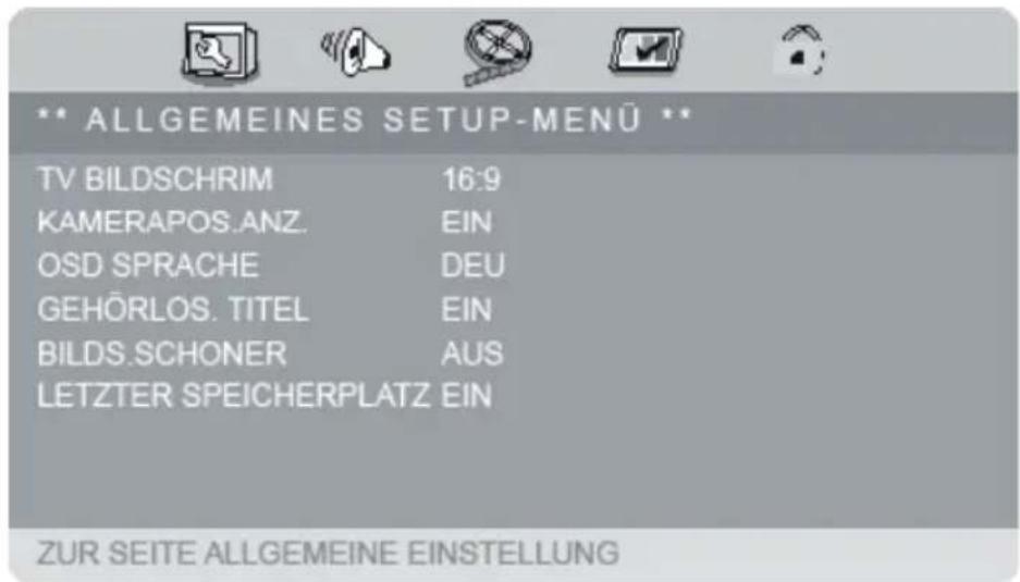 MEDION MD 83598 LIFE E72037 - ALLGEMEINES SETUP MENU - 1