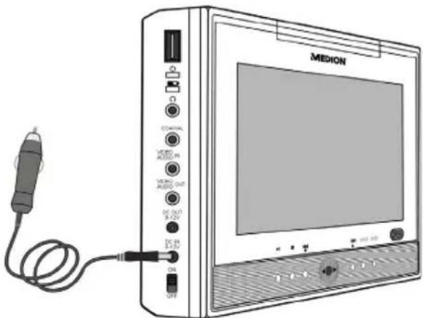 MEDION MD 82287 LIFE E72003 - Raccordement de l'adaptateur auto - 1