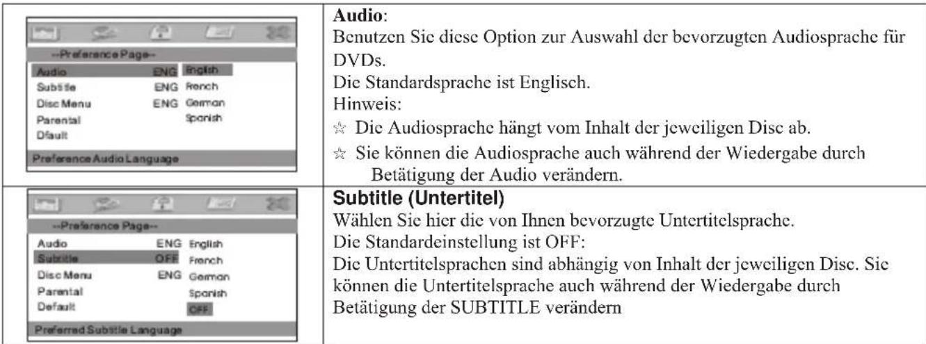Difrnce PDVD7020 - Voreinstellungen - 1