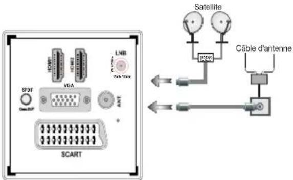 Axxion ALED2418 - Branchement à l'alimentation et à l'antenne/câble/Satellite - 1
