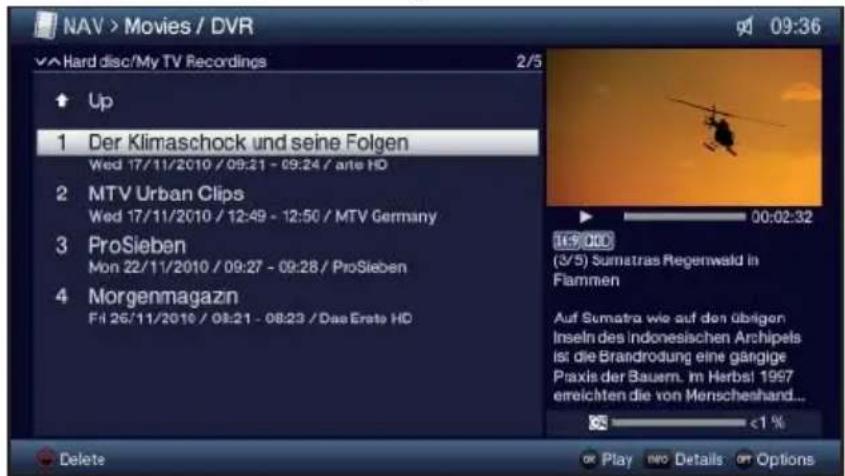 TECHNISAT TechniVision 32 HD - Calling up the DVR Navigator / Starting DVR playback - 1