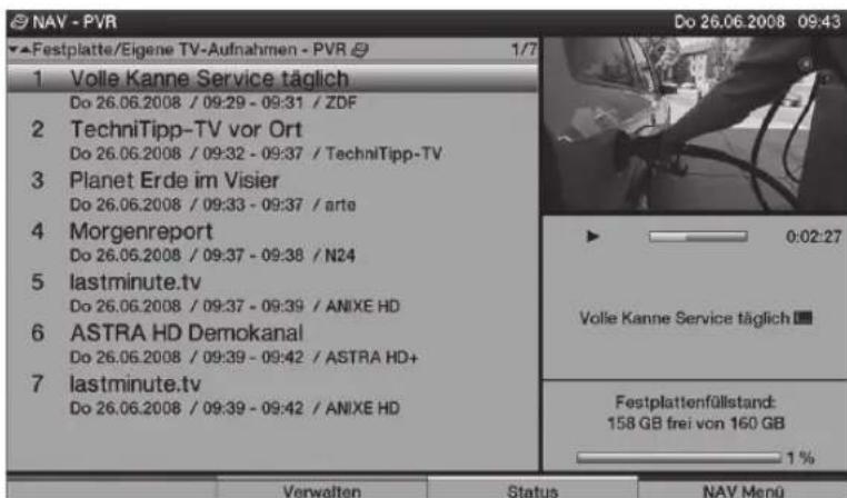 TECHNISAT HDTV 40 Plus - Uppspelning av hardskinspelninger - 1