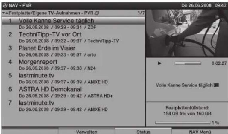 TECHNISAT HDTV 40 Plus - Riproduzione di registrazioni su hard disk - 1