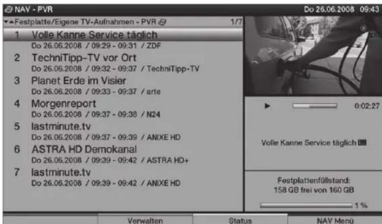 TECHNISAT HDTV 40 Plus - Weergave van hardiskopnames - 1