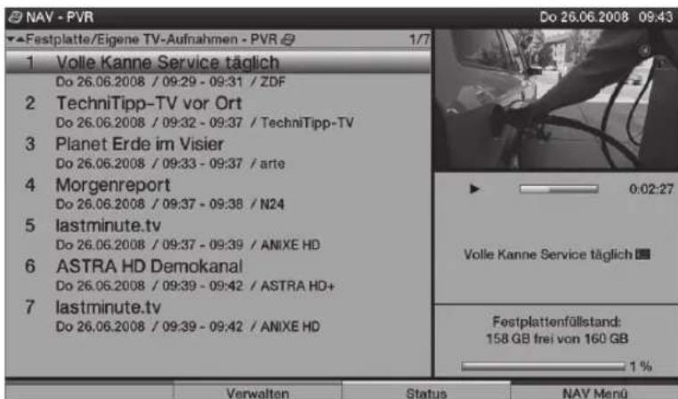 TECHNISAT HDTV 40 Plus - Gjentakelse av opptak på hardisk - 1