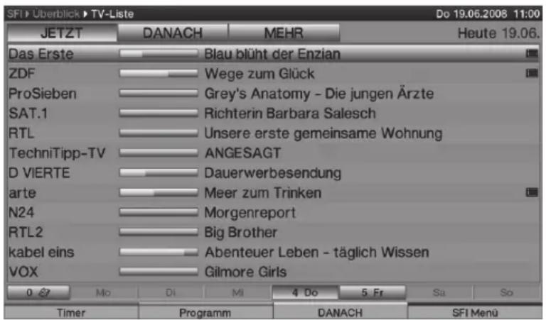 TECHNISAT HDTV 40 Plus - Wyswietlanie/zamykanie elektronicznego programu telewizyjingo - 1