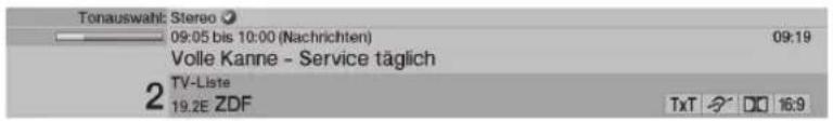 TECHNISAT HDTV 46 - Visa tiden och programinformation/extra programinformation - 1