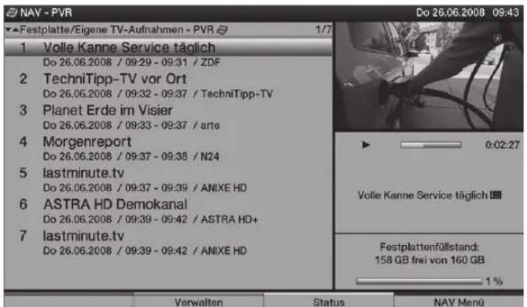 TECHNISAT HDTV 46 - Riproduzione di registrazioni su hard disk - 1