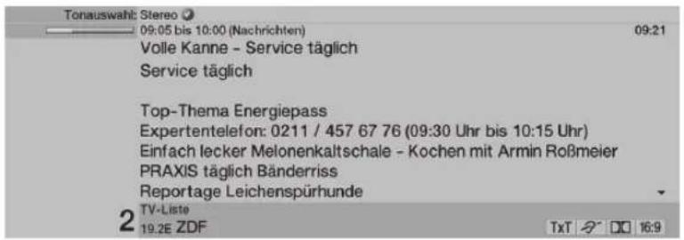 TECHNISAT HDTV 46 - Visa tiden och programinformation/extra programinformation - 2