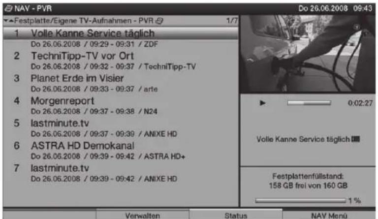 TECHNISAT HDTV 46 - Αναπαραγωγή εγγραφών του σκληρού δίσκου - 1
