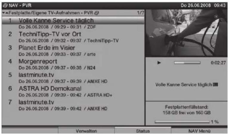 TECHNISAT HDTV 46 - Kovalevyn tallennuksien toisto - 1