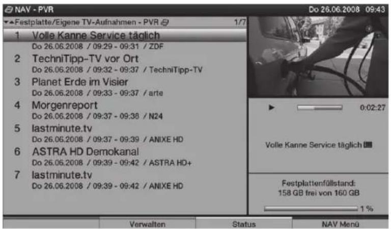 TECHNISAT HDTV 46 - Weergave van harddiskopnames - 1