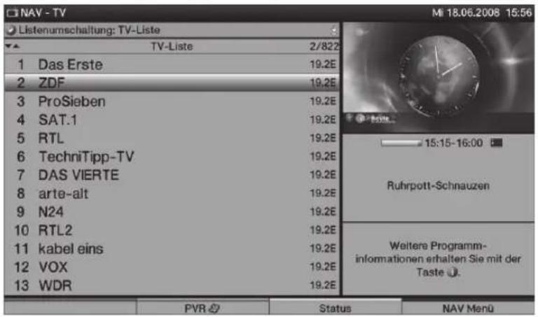 TECHNISAT HDTV 46 - Pomocí seznamu programů - 1