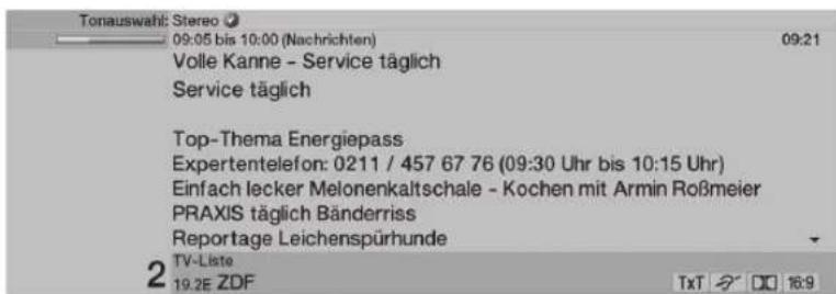 TECHNISAT HDTV 32 Plus - Wyswietlanie informaci o czasie i programie/dodatkowe informace o programie - 2